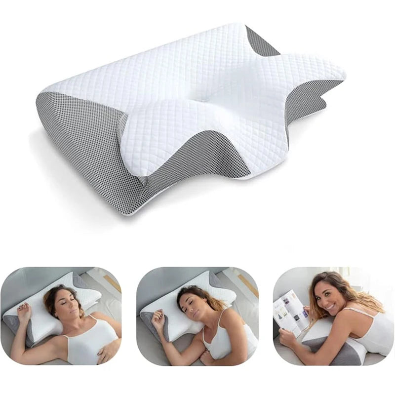 Soft Pillow With Contoured Support For Neck Pain Removal - Scientifically Proven
