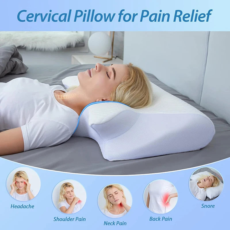 Soft Pillow With Contoured Support For Neck Pain Removal - Scientifically Proven
