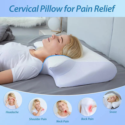 Soft Pillow With Contoured Support For Neck Pain Removal - Scientifically Proven